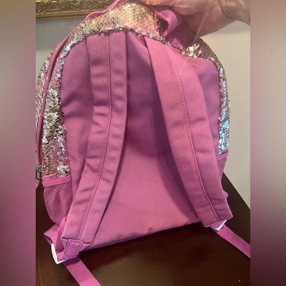 Sequin Backpack with Pink Accents
